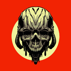 the robotic skull head illustration vector