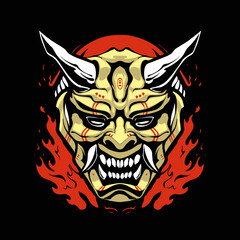 the japanese mask devil illustration