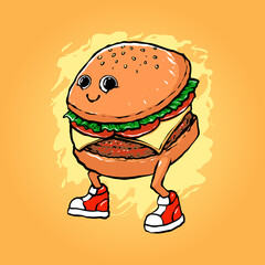 the hamburger cartoon illustration vector