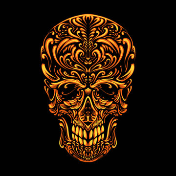 the gold skull baroque ornaments illustration