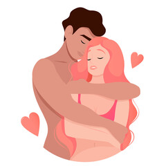 The guy hugs the girl love between people