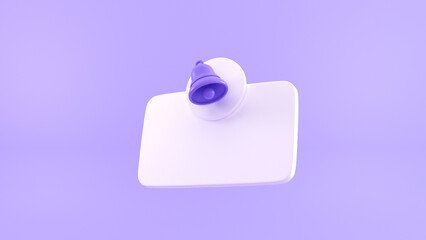 3d pop-up reminder illustration on purple background, for UI, poster, banner, social media post. 3D rendering