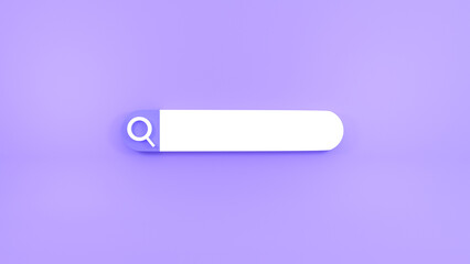 3d search box illustration on purple background, for UI, poster, banner, social media post. 3D rendering