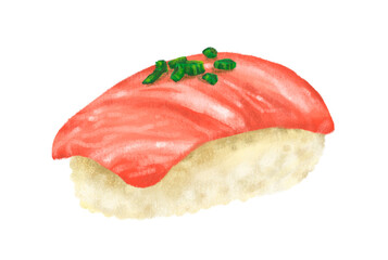 Hand drawing Japanese food Otoro maguro tuna sushi nigiri