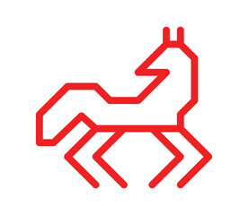 Vector isolated flat concept with red simplified symbol of fox. Outline icon of traditional ornamental wild animal of Karelia and Finland peoples. Decorative sign of wolf for native embroidery