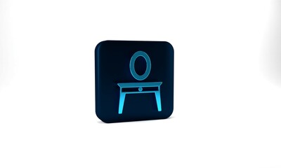 Blue Dressing table icon isolated on grey background. Blue square button. 3d illustration 3D render