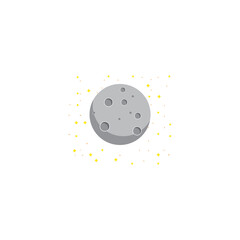 Moon with stars icon flat design illustration