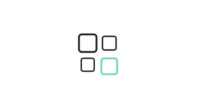 Linear animated menu  icons with switches app. All programs menu concept loop animation.