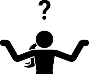 Stick Figure Woman Question Mark Icon Silhouette Pictogram