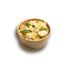 Pasta in a Bowl on white. Vegan Food Photo