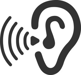 Hearing test icon, hearing sign vector black