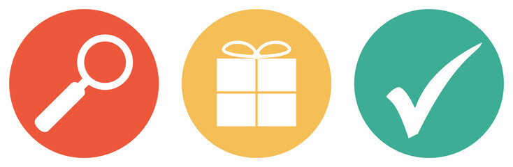 Geschenke oder Geschenktipps suchen - Bunter Button Banner