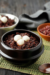 Korean Red Bean Porridge with Rice Cake Topping or Patjuk