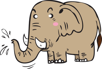 cartoon elephant having fun playing in the water