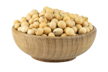 Soy beans in bowl wood