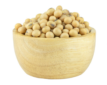 Soy beans in bowl wood