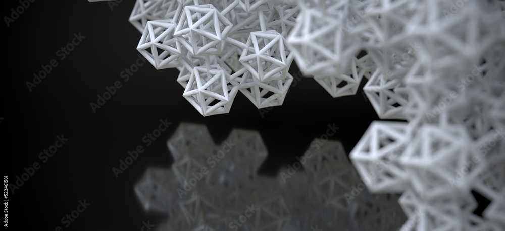 Wall mural 3d computer generated fractal abstract geometric object details isolated on infinite background