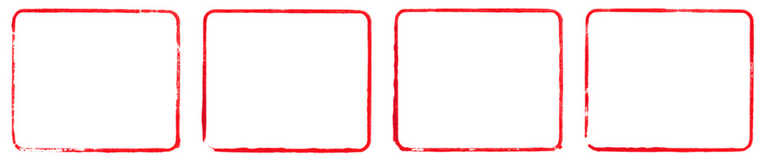 4x grunge Rahmen in rot - Stempel oder Pinsel Vorlage