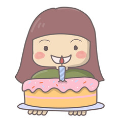 A girl holding cake