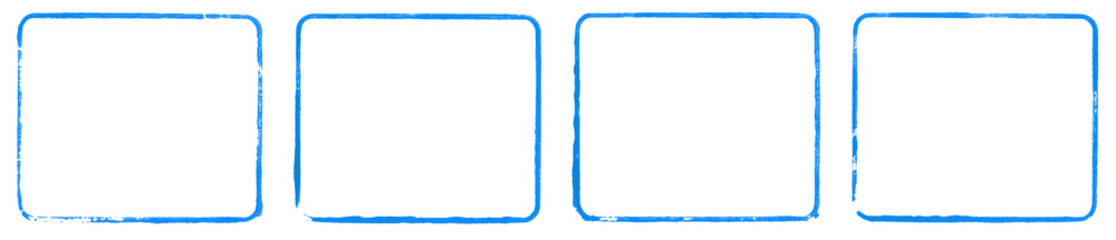 4x grunge Rahmen in blau - Stempel oder Pinsel Vorlage