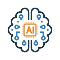 Ai, artificial, brain, chip, intelligence icon. Glyph style vector EPS.