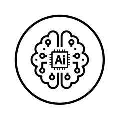 Ai, artificial, brain, chip, intelligence icon. Black vector graphics.