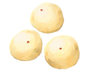 Chinese food baozi steamed bao bun dim sum yum cha watercolor painting illustration