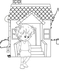 kids color page. Cute cartoon with mountain and Dinosaur coloring pages for boys and girls,