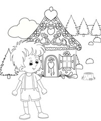 kids color page. Cute cartoon with mountain and Dinosaur coloring pages for boys and girls,