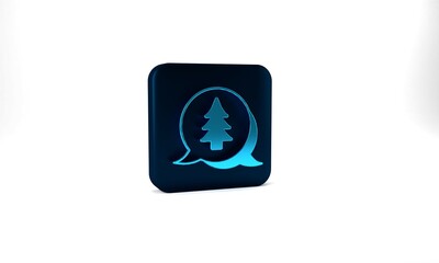 Blue Tree icon isolated on grey background. Forest symbol. Blue square button. 3d illustration 3D render