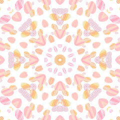 Abstract watercolor seamless pattern, cage, kaleidoscope