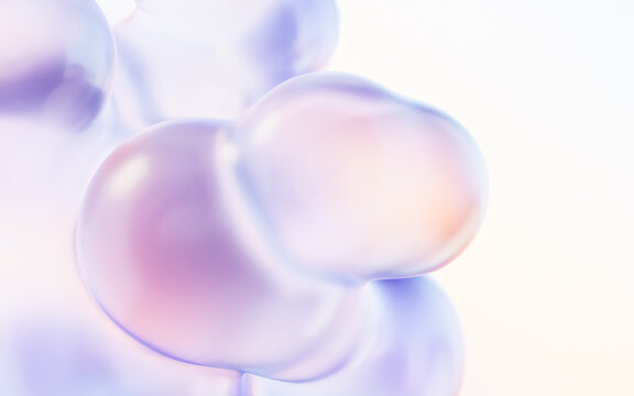 Transparent gradient bubbles, 3d rendering.