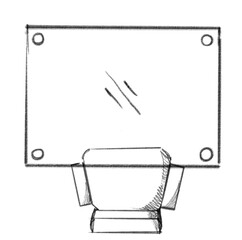 Chair and table house furniture plan top view hand drawn layout illustration