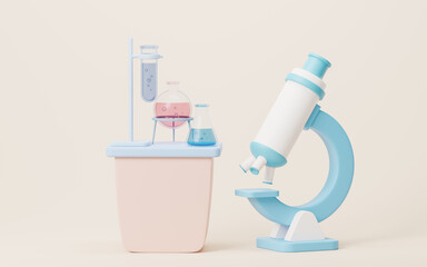 Chemical equipment and reagent, 3d rendering.