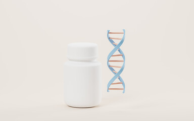 DNA and pharmaceutical concept, 3d rendering.
