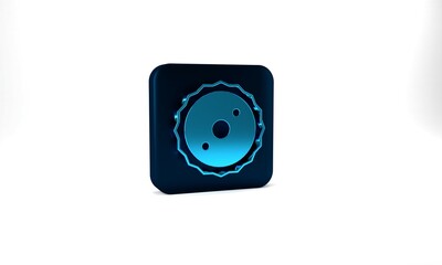 Blue Circular saw blade icon isolated on grey background. Saw wheel. Blue square button. 3d illustration 3D render