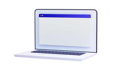  3d rendering laptop with open window.