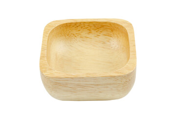 Empty wooden bowl isolated on white background with clipping path.