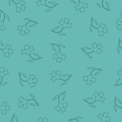 floral vector flowers on green background seamless pattern