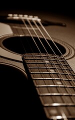 Fototapeta premium Closeup shot photo of the acoustic guitar.
