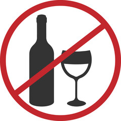 No alcohol icon, drink not allow symbol vector