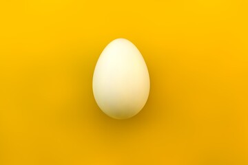 3d render of a chicken egg on a yellow background. View from above.