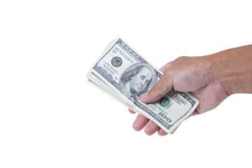 Hand holding 100 US dollar banknote