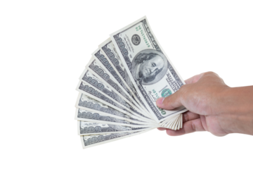 Hand holding 100 US dollar banknote