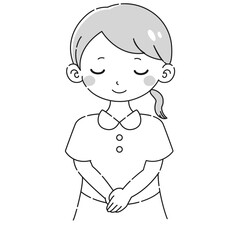 お辞儀をする白衣を着た女性のイラスト