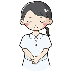 お辞儀をする白衣を着た女性のイラスト