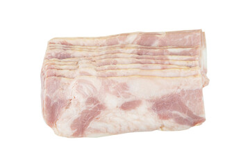 sliced bacon isolated on white background with clipping path