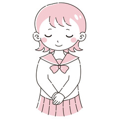 お辞儀をする女子学生のイラスト