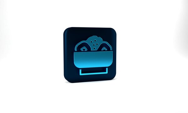 Blue Chow mein on plate icon isolated on grey background. Asian food. Blue square button. 3d illustration 3D render