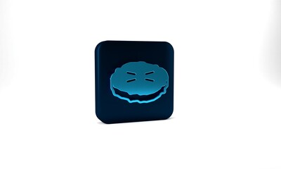 Blue Homemade pie icon isolated on grey background. Blue square button. 3d illustration 3D render